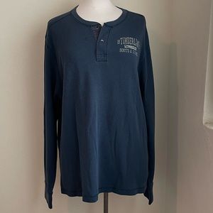 Timberland Henley Long-sleeve Waffle Knit Shirt XXL Navy 2XL
